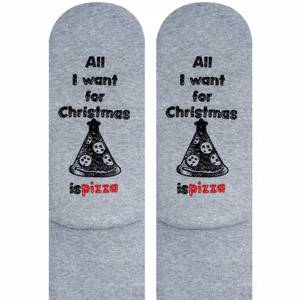 SOXO Chaussettes pour hommes avec texte "All I want for Christmas is pizza"