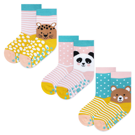 Lot de 3x chaussettes colorées pour enfants SOXO animaux | panda | ourson