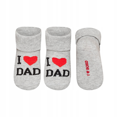 Chaussettes bébé gris clair SOXO avec inscription cadeau 