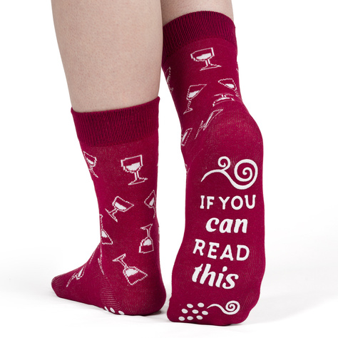 Lot de 2 chaussettes pour femmes SOXO GOOD STUFF drôles de vin rouge et blanc dans une bouteille cadeau