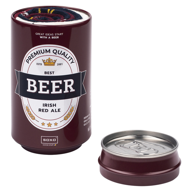 Lot de 4 chaussettes pour hommes colorées SOXO GOOD STUFF bière drôle dans une canette pour un cadeau