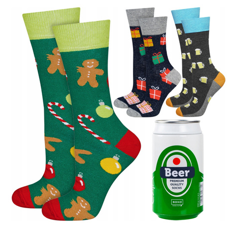 Lot de 3x chaussettes colorées SOXO GOOD STUFF pour hommes Cadeau de Noël 