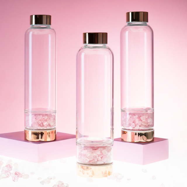 Bouteille d'eau en quartz rose 450mL 