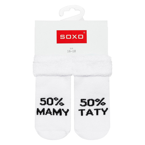 Chaussettes bébé blanches SOXO avec inscription 