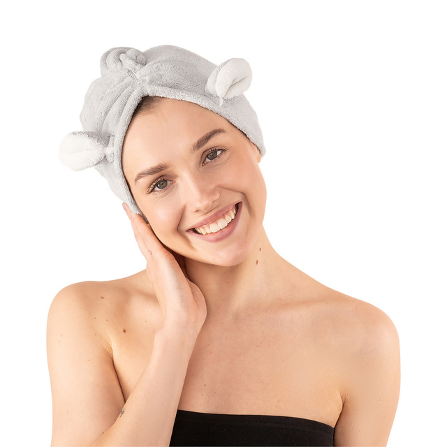 MOMO WAY serviette de bain turban gris ourson