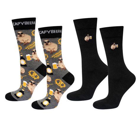 SOXO chaussettes homme capybara avec bière - 2 paires