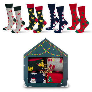 Set 4x chaussettes colorées pour hommes SOXO GOOD STUFF joyeux Noël cadeau chaussettes en coton