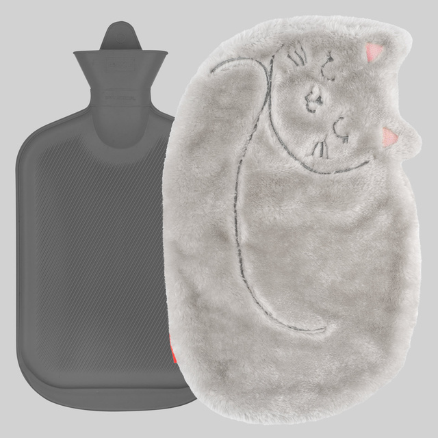 Bouillotte SOXO en forme de chat, grise 1,8 L