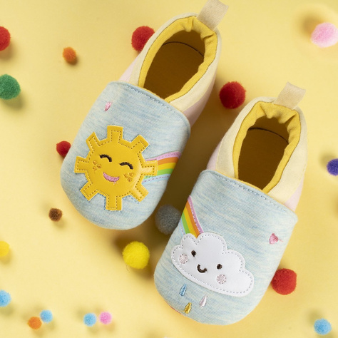 Chaussons bébé SOXO bleu soleil et nuage