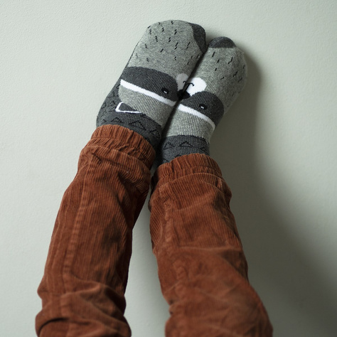 Chaussettes enfants gris SOXO raccoon jolly warm terry