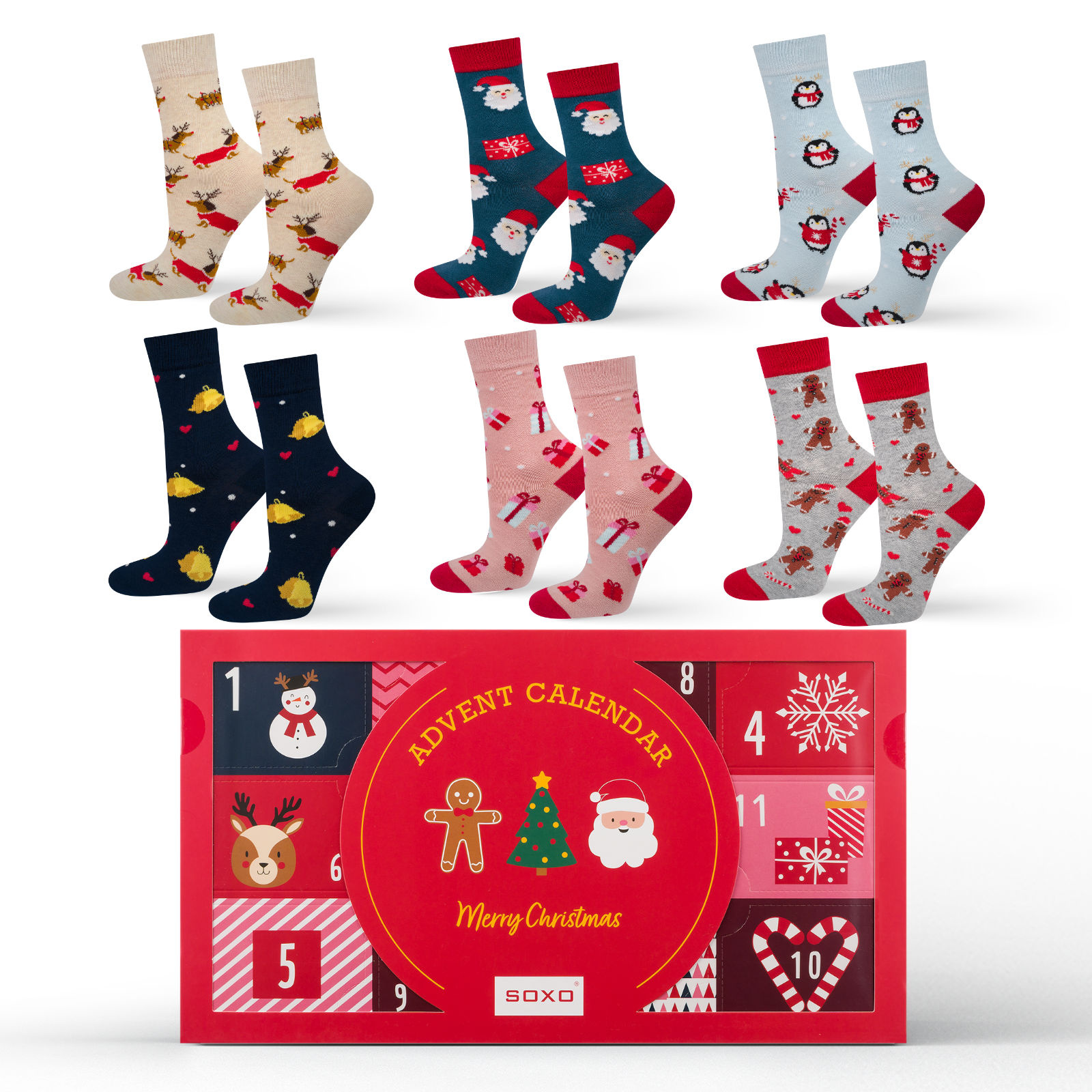 Calendrier De L'Avent 2025 Chaussettes De Noël - 12 Paires Pour Femmes Et Hommes - 85% Coton