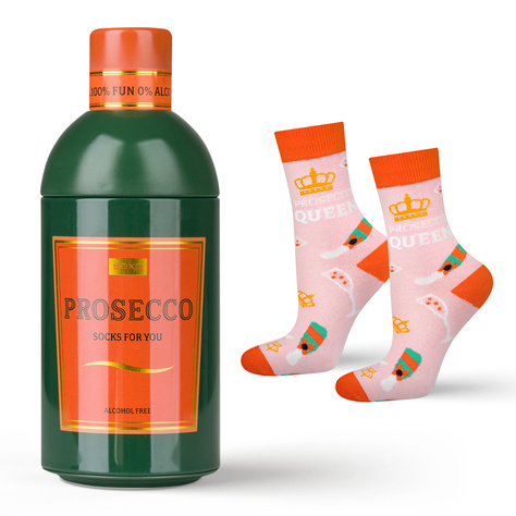 Chaussettes pour femmes SOXO GOOD STUFF drôles de Prosecco dans une bouteille cadeau