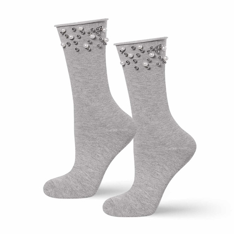 SOXO Chaussettes pour femmes avec 'Perles' gris