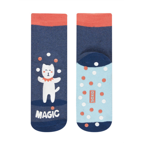 Chaussettes antidérapantes bleu marine pour enfants SOXO phosphorescentes