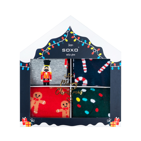 Set 4x SOXO GOOD STUFF chaussettes colorées pour homme joyeux Noël | cadeau pour lui