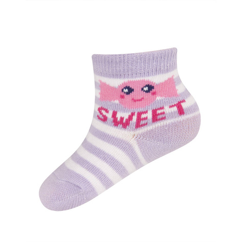 Chaussettes bébé SOXO violettes avec inscription rayée