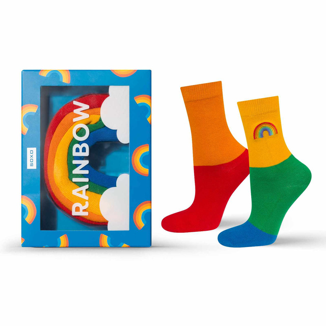 Chaussettes pour femmes | SOXO pour hommes | Arc-en-ciel dans une boîte | Idée de cadeau amusante | Unisexe