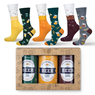 Lot de 3 chaussettes colorées pour hommes SOXO GOOD STUFF bière drôle dans une canette pour un cadeau