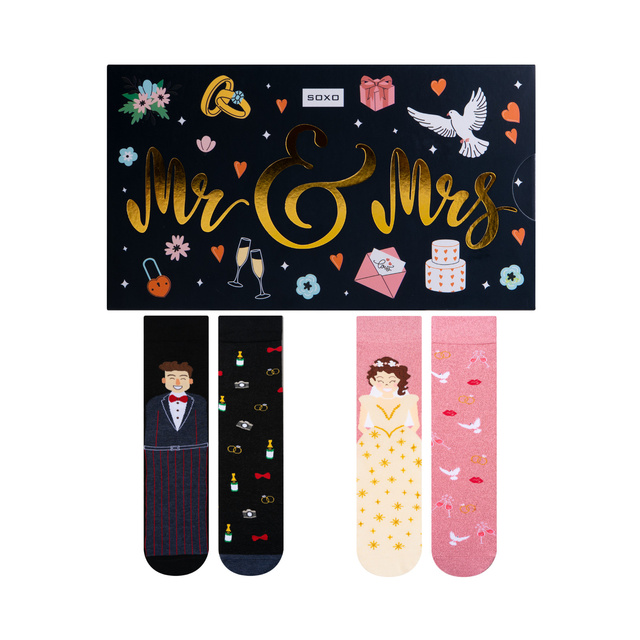 Chaussettes femme et homme SOXO mari et femme en coffret – 2 paires