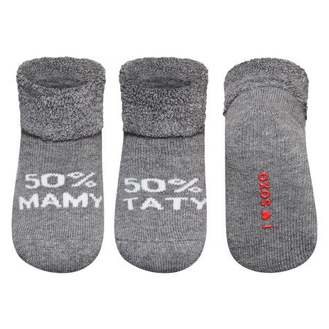 Chaussettes grises pour bébé SOXO avec inscription 