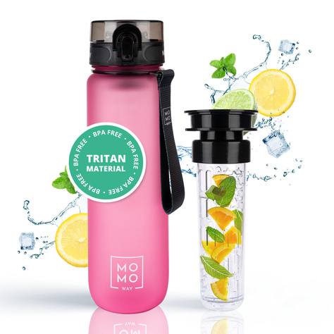 MOMO WAY Bouteille d'eau rose foncé | idéale pour les voyages BPA free | Tritan