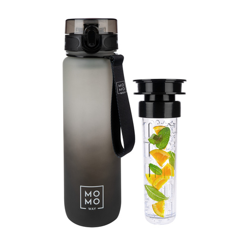 MOMO WAY Bouteille d'eau gris-noir | idée cadeau | BPA free | Tritan