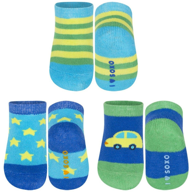 Lot de 3x chaussettes bébé colorées en éponge SOXO