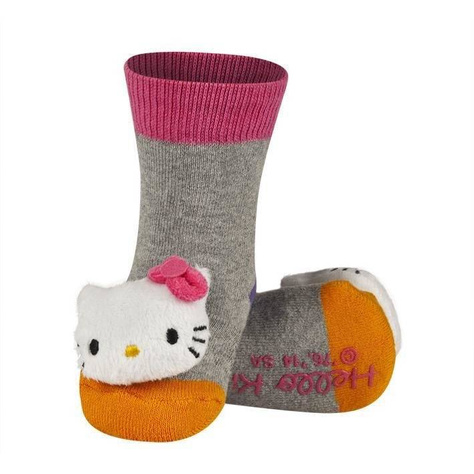 Chaussettes bébé HELLO KITTY avec hochet orange/gris/rose