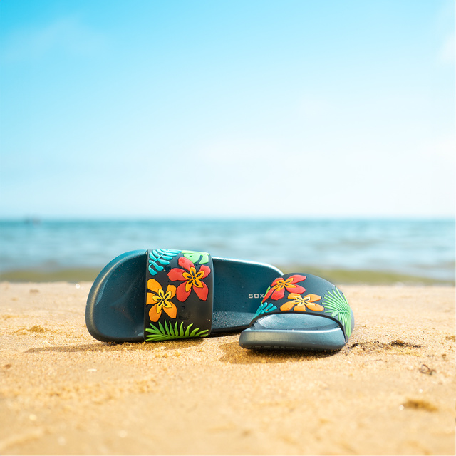 Tongs Comfort de plage pour femme pour hommes SOXO feuilles | Idéal pour des vacances à la plage et une piscine | En caoutchouc