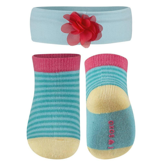 Lot de chaussettes bébé SOXO bleues avec bandeau