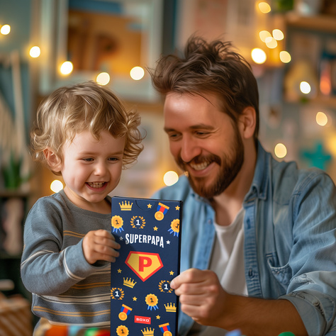 Chaussettes colorées SOXO pour homme avec l'inscription "SuperPapa" | cadeau pour la fête des pères