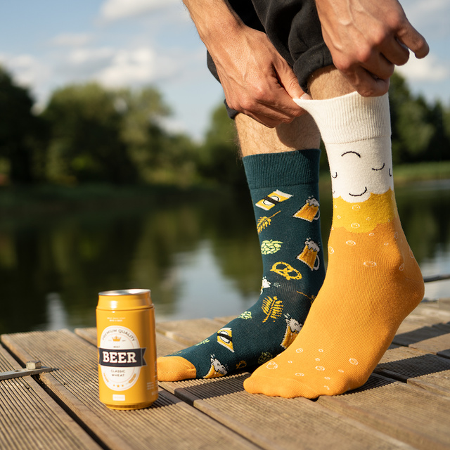 Chaussettes colorées pour hommes SOXO GOOD STUFF, bière de blé classique amusante dans une boîte pour un cadeau