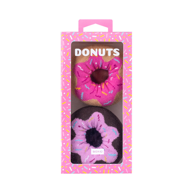 Lot de 2 paires de chaussettes Soxo Donut pour femme dans une boîte | Parfait pour un cadeau | Drôle et joyeux | rose