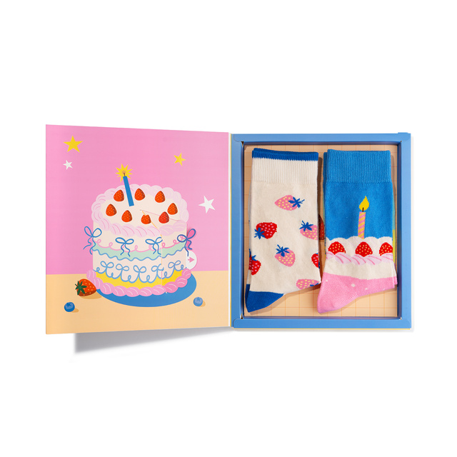 Chaussettes Carte d'anniversaire Gâteau 2 Paires