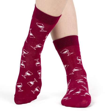 Chaussettes pour femmes SOXO GOOD STUFF drôles de Red Wine dans une bouteille cadeau