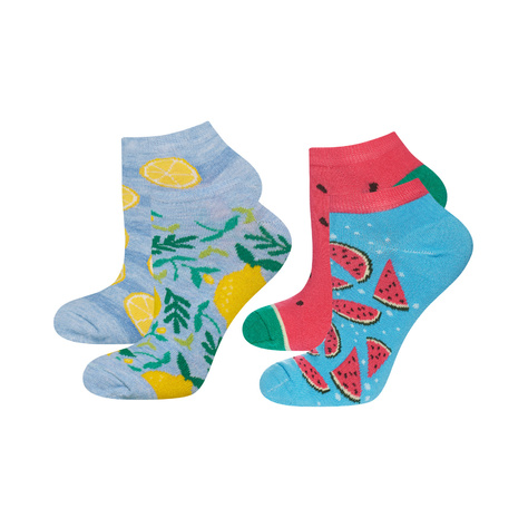 Lot de 2x chaussettes SOXO pour femmes | motifs fruités et drôles