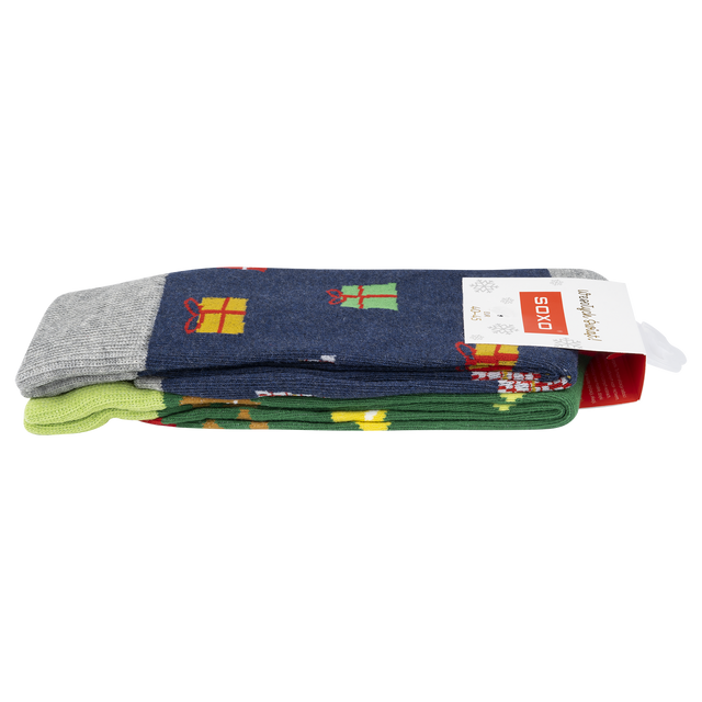 Lot de 2 chaussettes de Noël colorées pour hommes SOXO GOOD STUFF