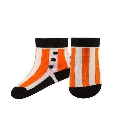 Chaussettes bébé orange SOXO baskets à rayures