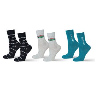 Lot de 3 chaussettes femme SOXO | chaussettes heureuses | pour un fan de la série Friends | cadeau | couleurs