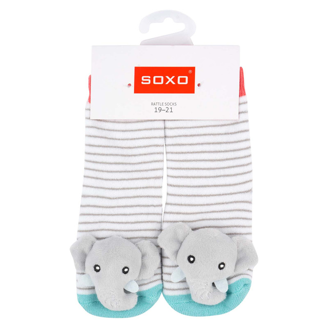 Chaussettes colorées pour bébé SOXO avec hochet en ABS