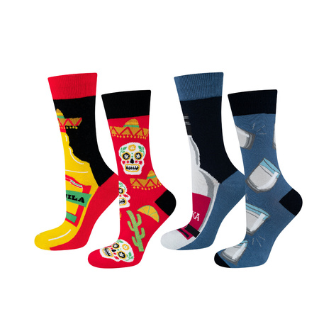 Lot de 2x chaussettes colorées en coton SOXO GOOD STUFF pour hommes Tequila et bouteille de vodka amusantes 