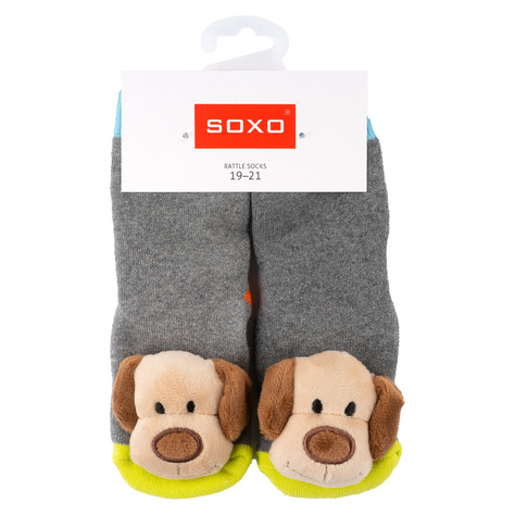 Lot de 2x chaussettes colorées SOXO pour bébé avec hochet