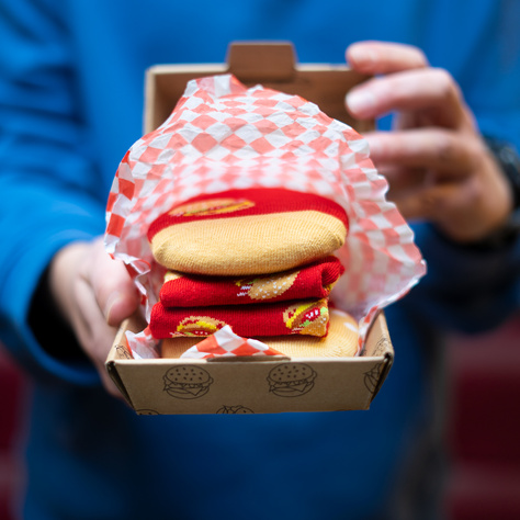SOXO Chaussettes pour hommes | Hamburger en boîte | Bière en canette | Cadeau drôle pour lui