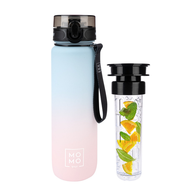 MOMO WAY Bouteille d'eau bleue et rose | idéale pour les voyages | BPA free | Tritan