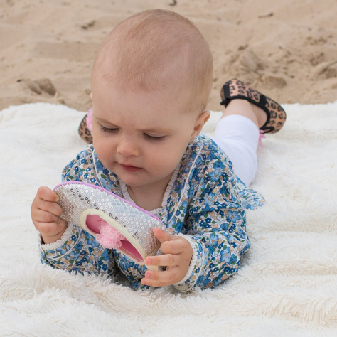 Chaussons bébé ballerine SOXO argentés pour princesse