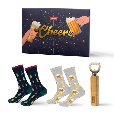 Ensemble de chaussettes pour hommes SOXO Cheers – 2 paires et un ouvre-bouteille