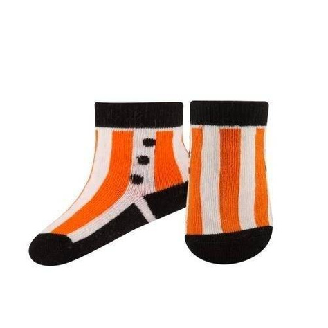 Chaussettes bébé orange SOXO baskets à rayures