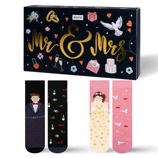 Chaussettes femme et homme SOXO mari et femme en coffret – 2 paires