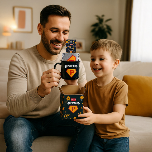Ensemble de chaussettes Super Papa pour homme dans une tasse avec un porte-clés