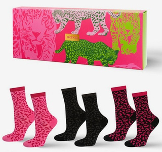 Chaussettes pour femmes SOXO Leopard roses en emballage - 3 paires